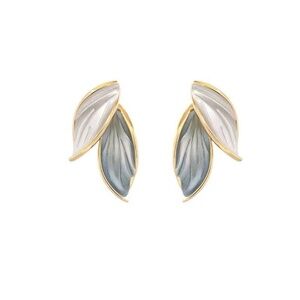 *ARISTA* Gold x Gray Simple Leaf Fashion Stud Earrings